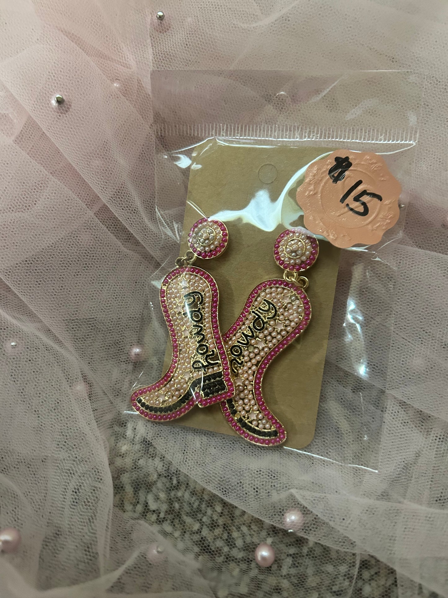 Cowgirl boot earrings