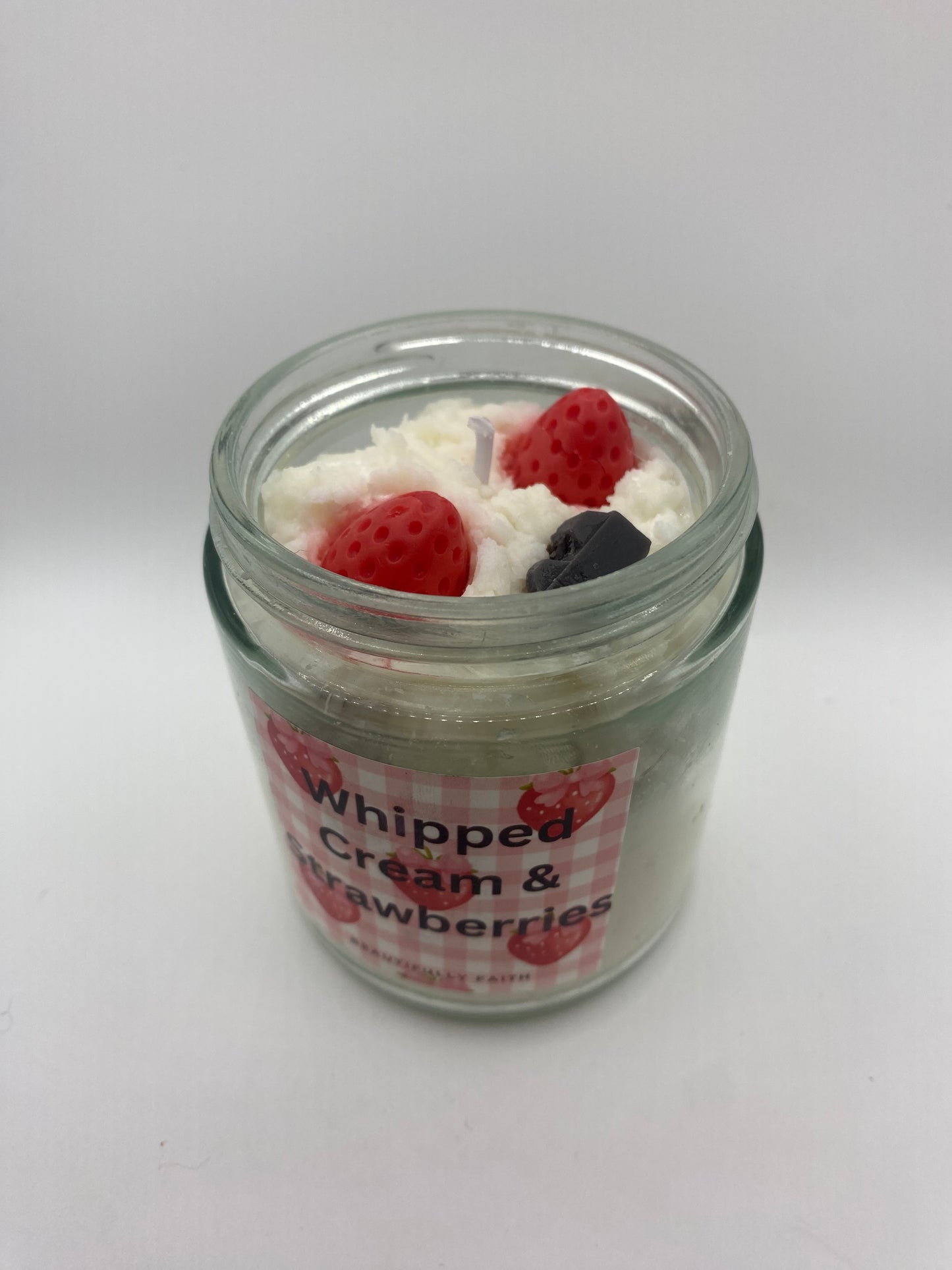 Whipped cream and strawberries - vanilla & chocolate scented soy wax candle
