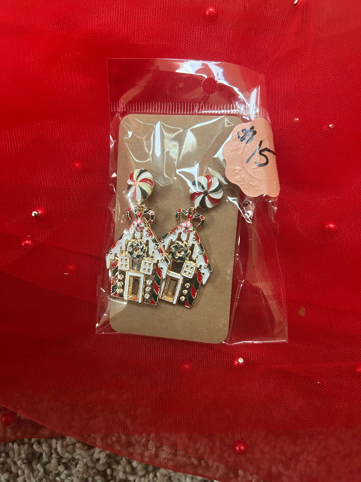 Gingerbread house earrings