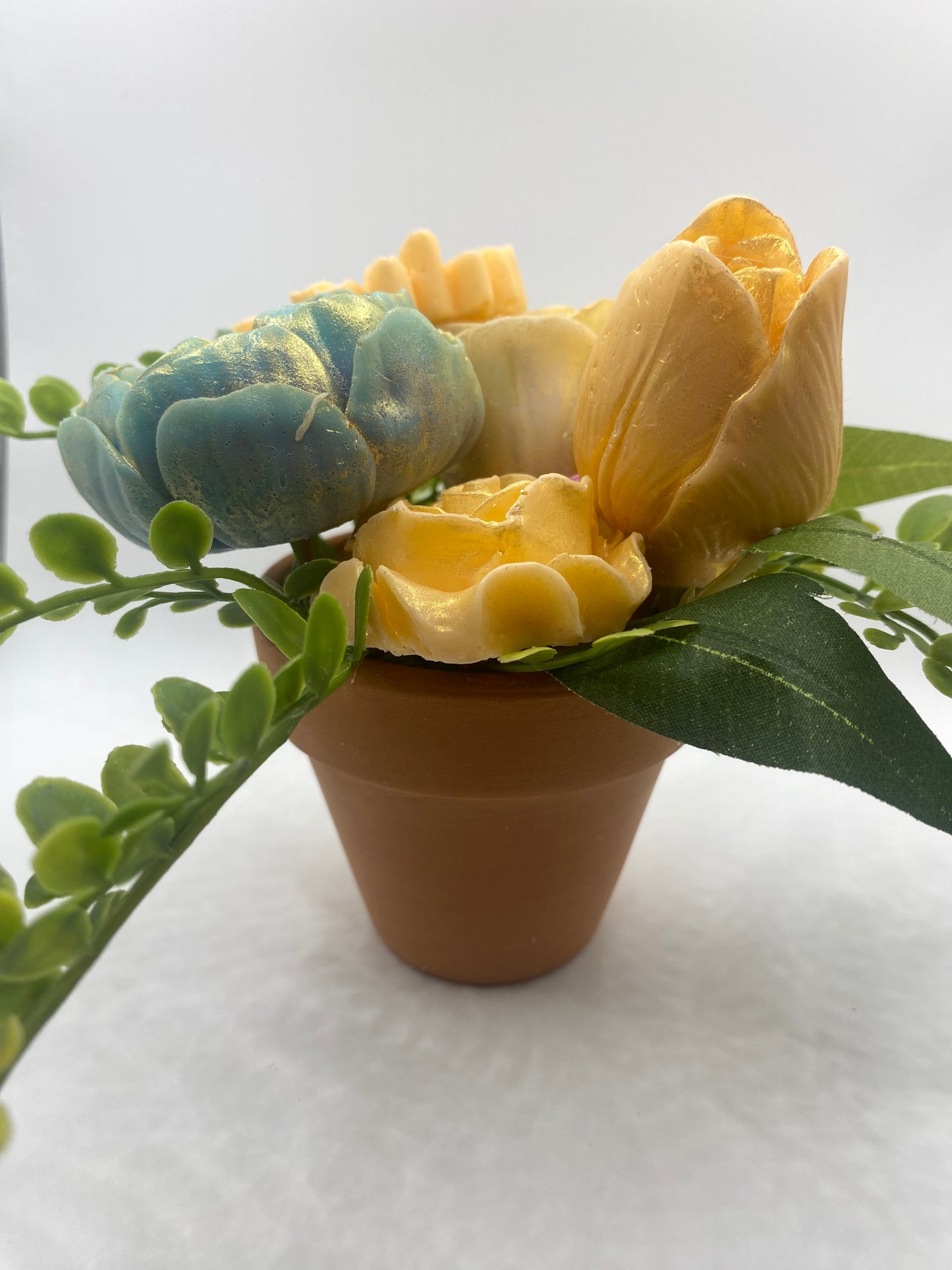 Shimmering Soap Flower Bouquet in Mini Pot