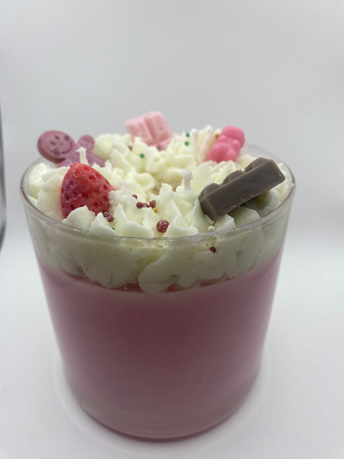 Christmas vanilla scented frosted with candy toppings soy wax candle