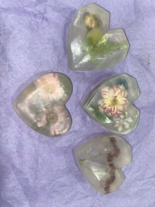 Botanical Heart Soaps – Handmade Floral Glycerin Bars