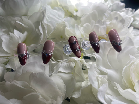 Blush & Wine Ombre Rhinestone Press-On Set