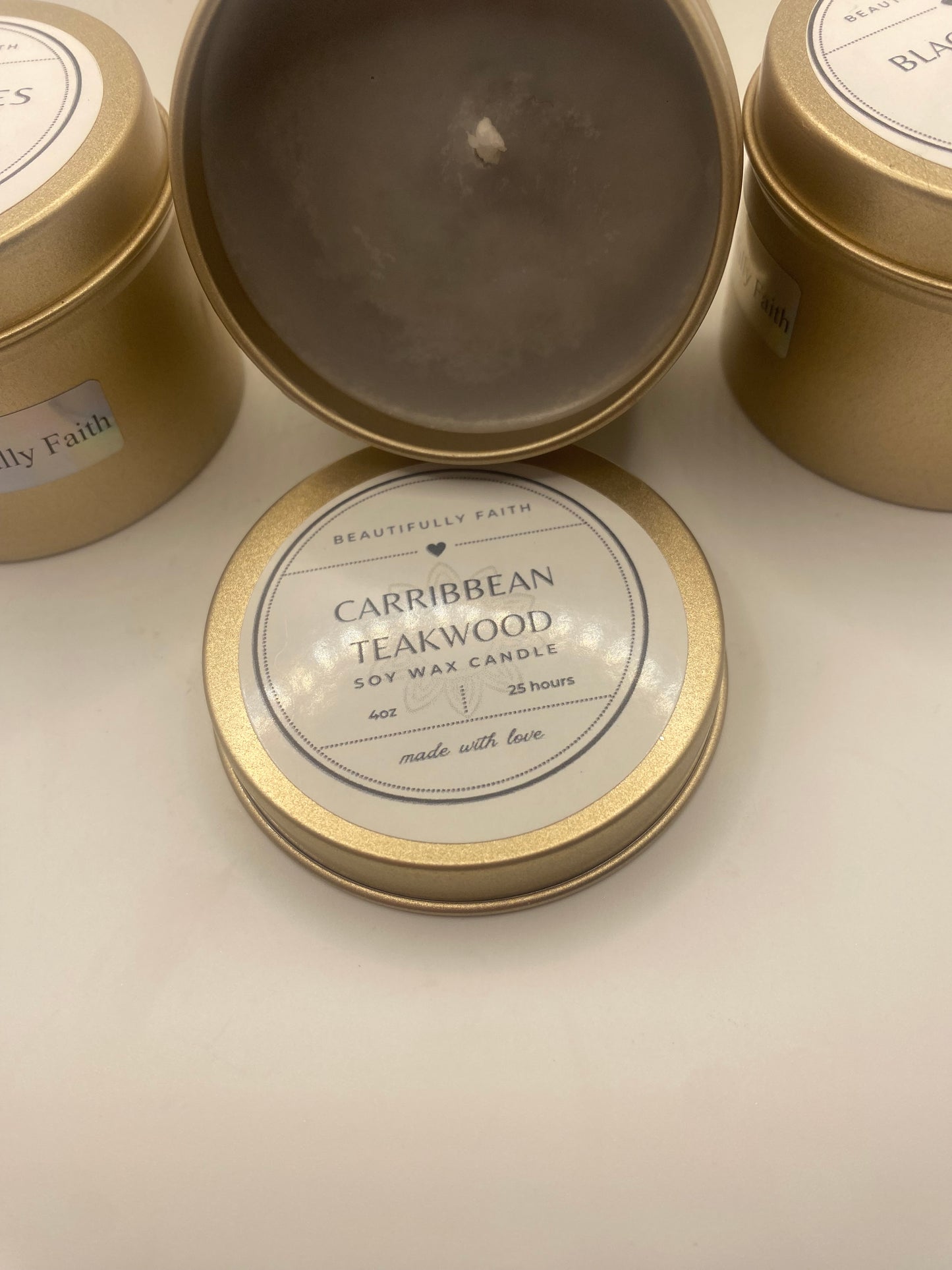 Caribbean teakwood 4oz strong scented candle SOY WAX