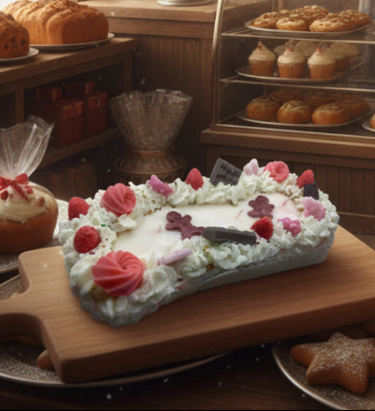 Frosted Christmas dessert lrg crystal dish soy wax candle cinnamon scented