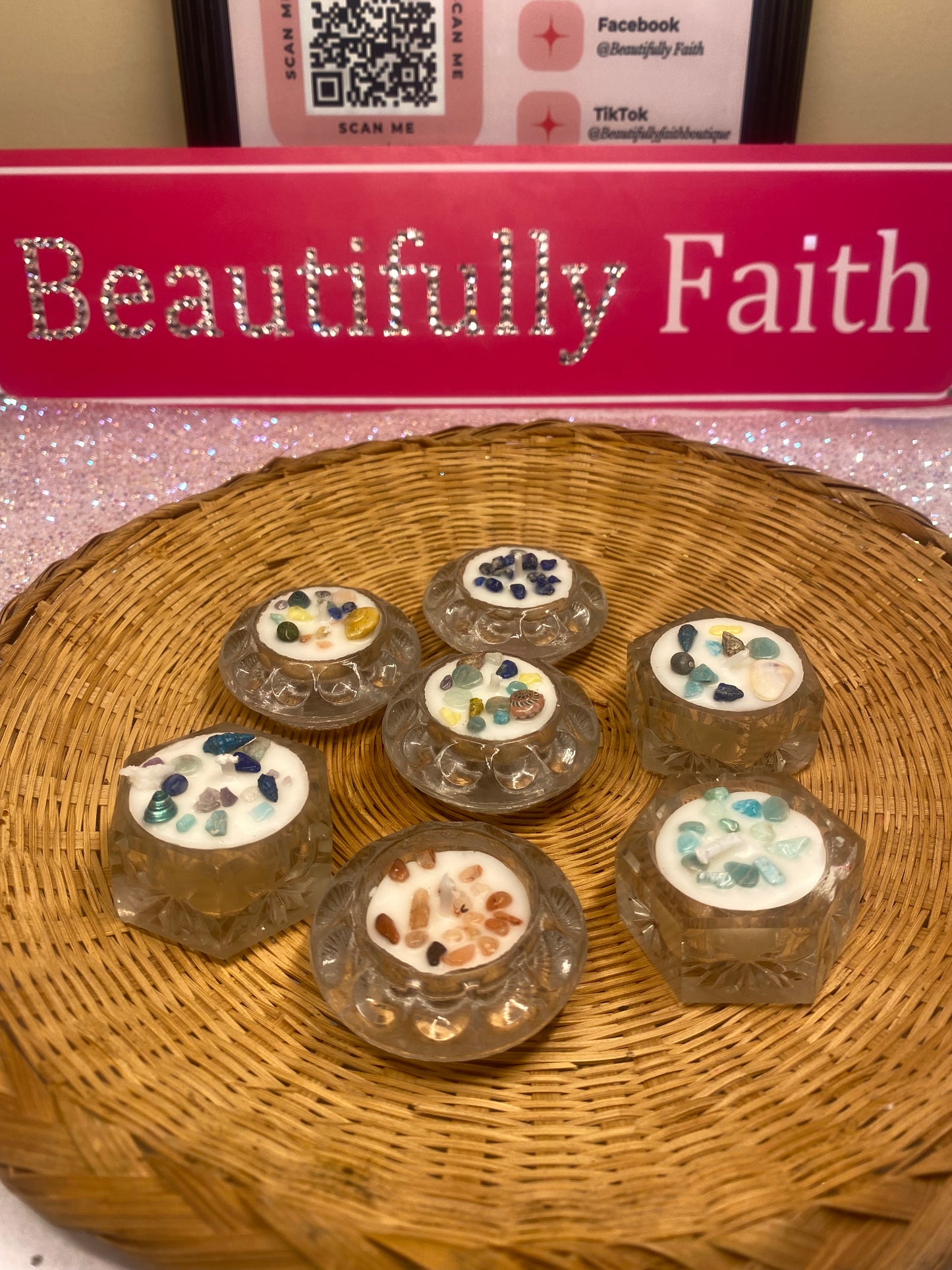 Glass Tea light crystal seashell candles