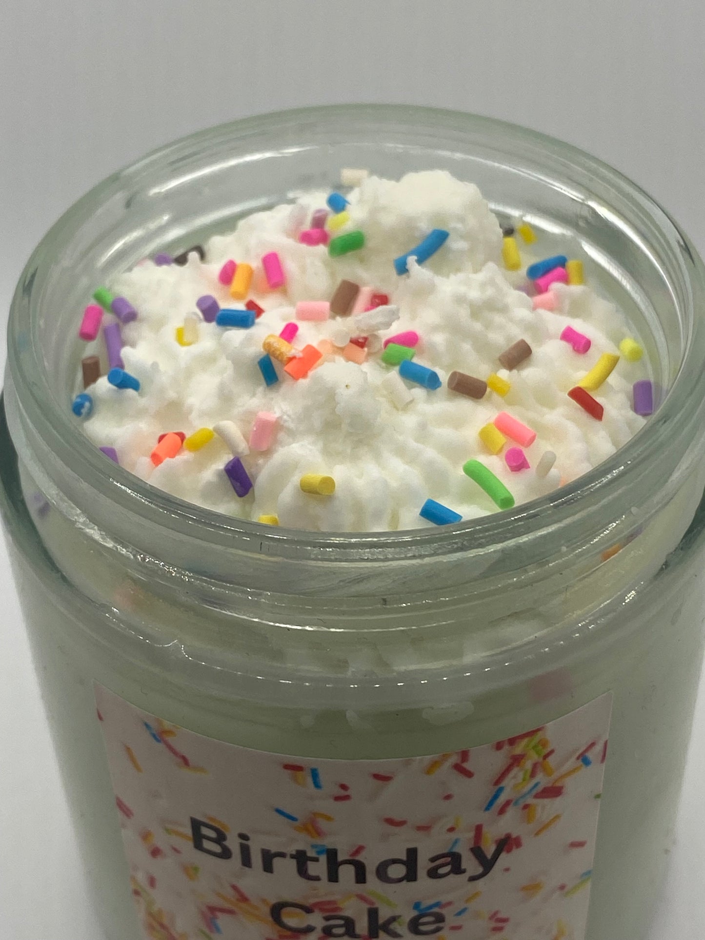 Birthday cake soy wax candle whipped with sprinkles vanilla scented