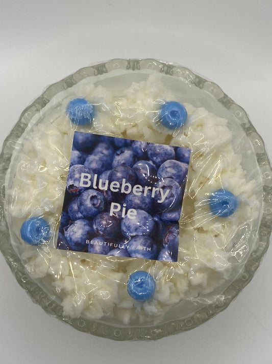 Blueberry pie whipped soy wax decorative candle in crystal dish