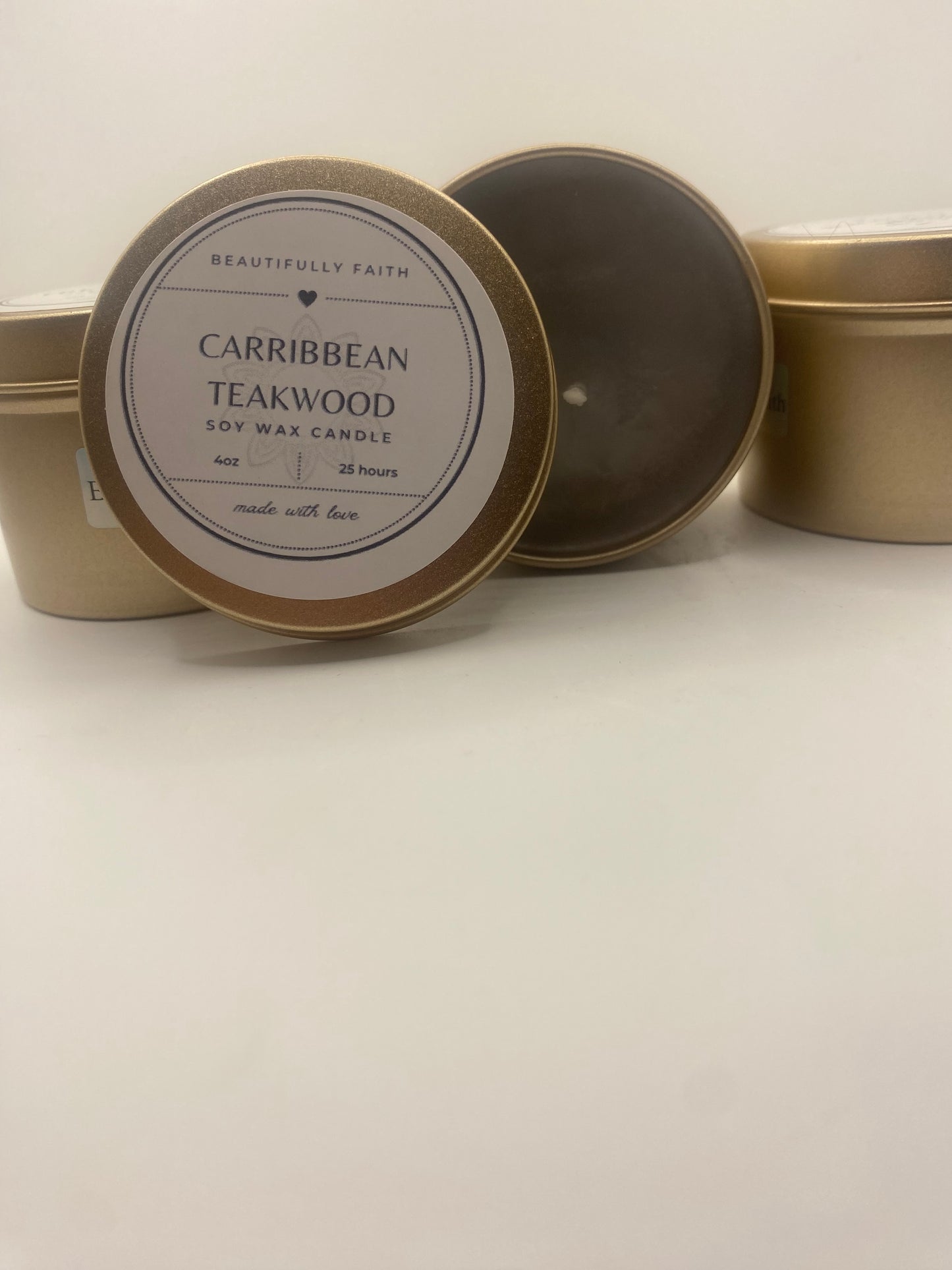Caribbean teakwood 4oz strong scented candle SOY WAX