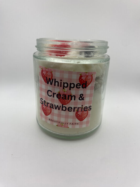 Whipped cream and strawberries - vanilla & chocolate scented soy wax candle