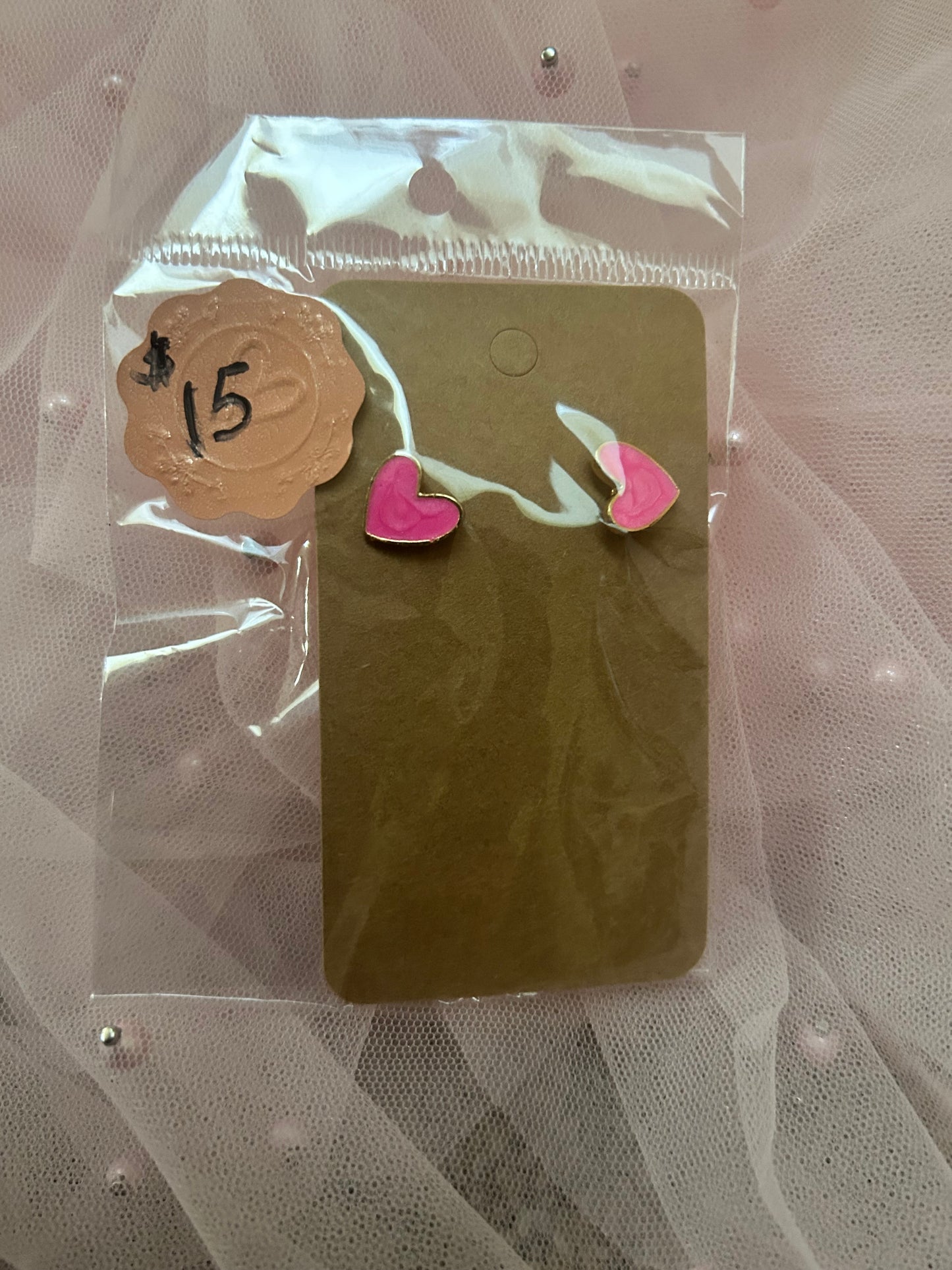 Stud Pink Heart Earrings