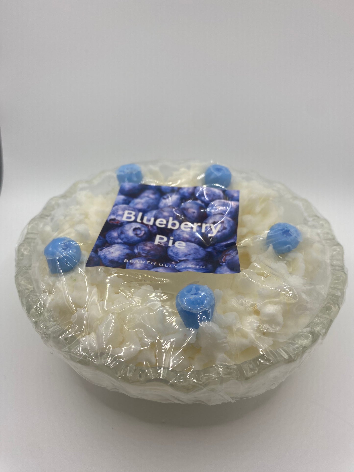 Blueberry pie whipped soy wax decorative candle in crystal dish