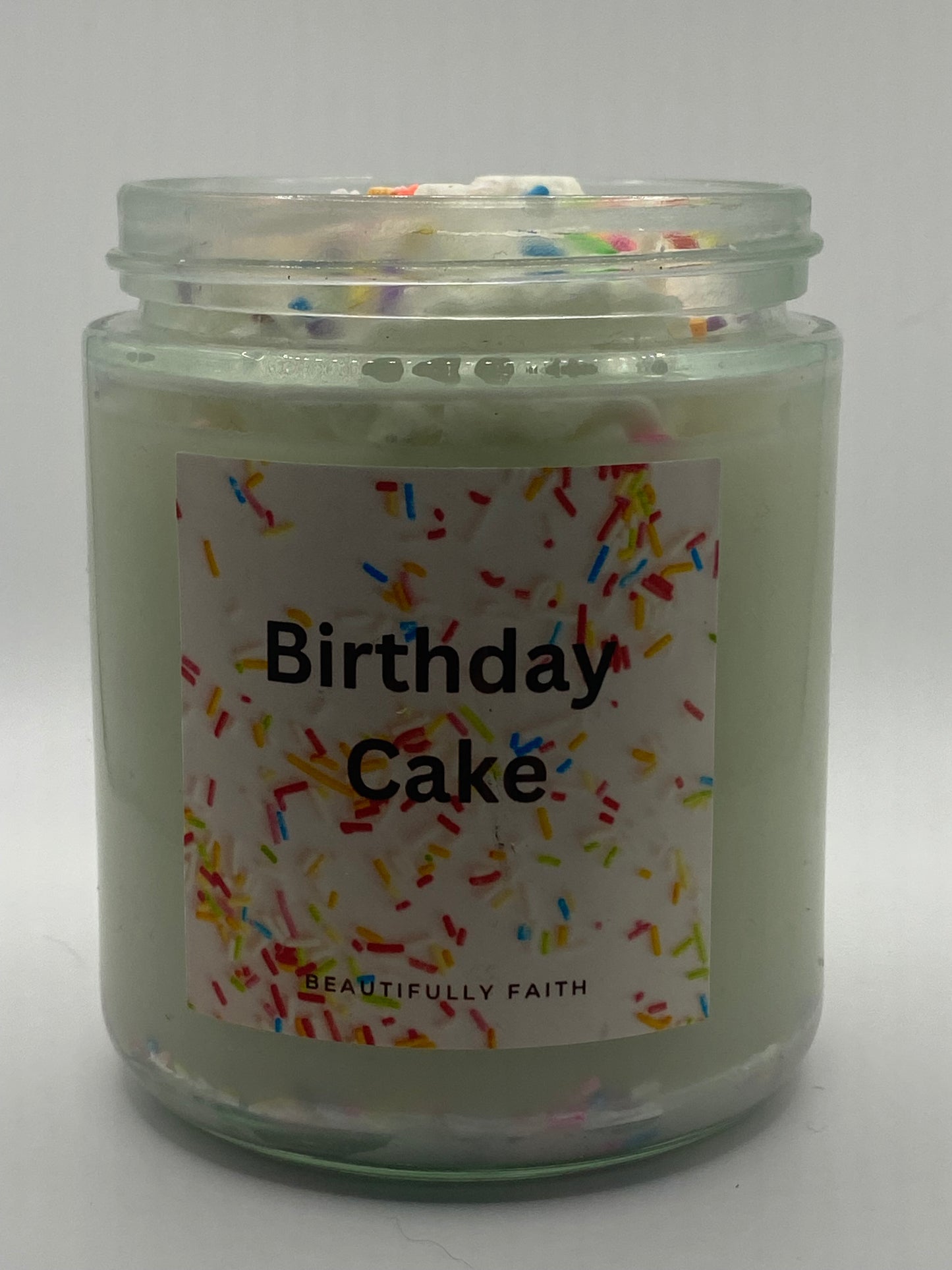 Birthday cake soy wax candle whipped with sprinkles vanilla scented