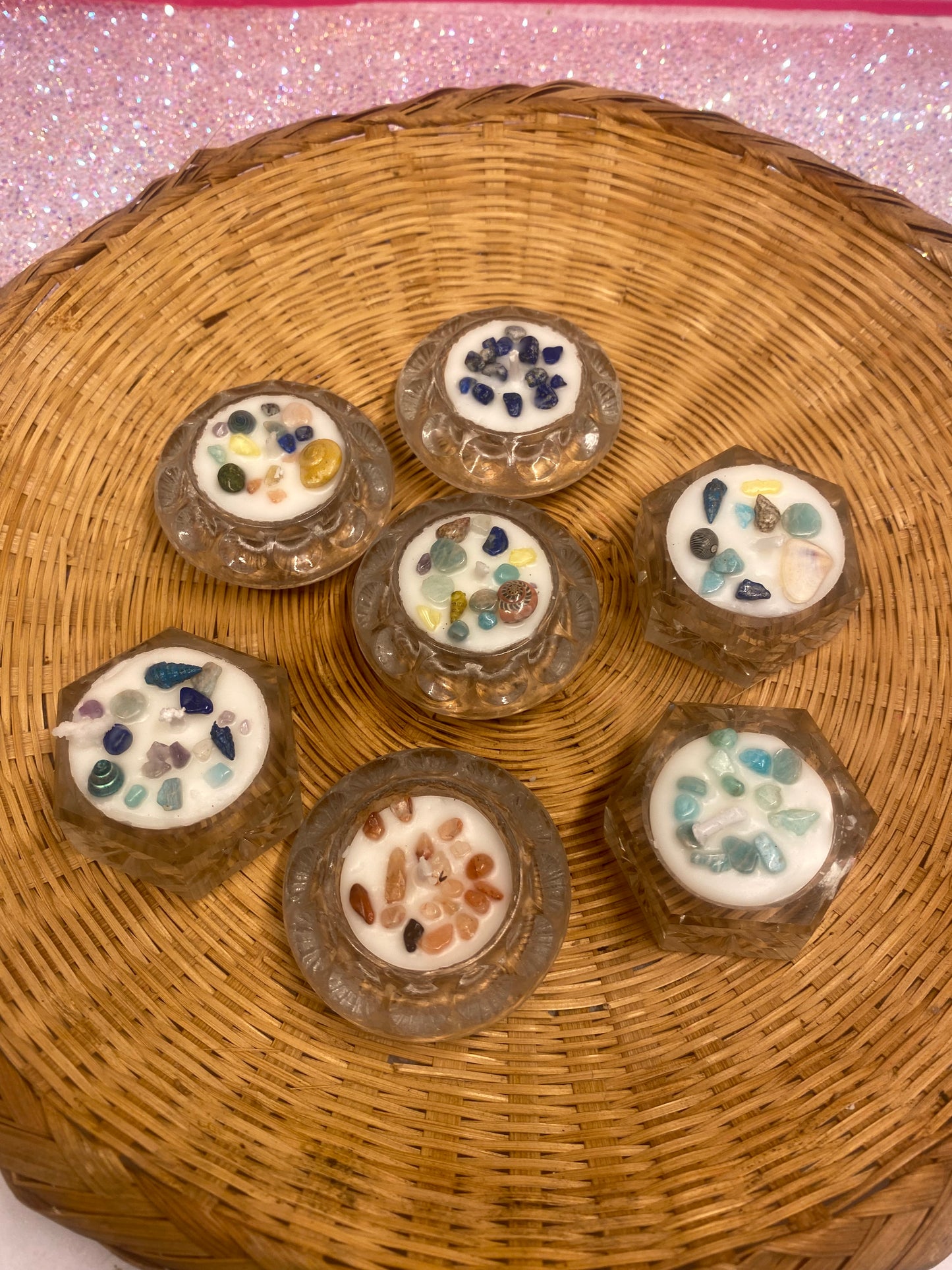 Glass Tea light crystal seashell candles