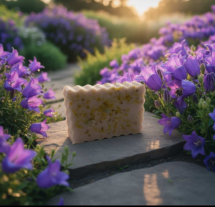 Floral shea butter soap with dried flowers