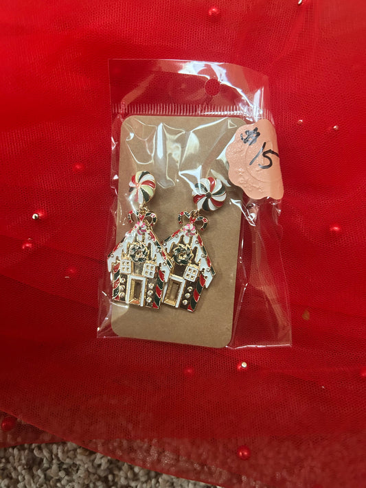 Gingerbread house earrings