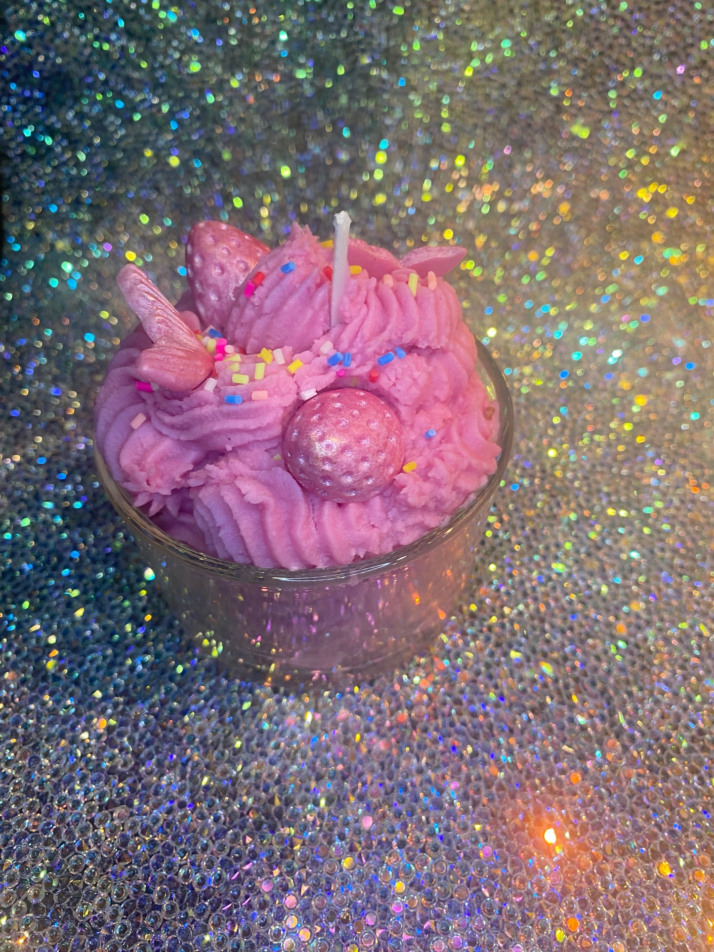 Strawberry Beach Cupcake Candle
