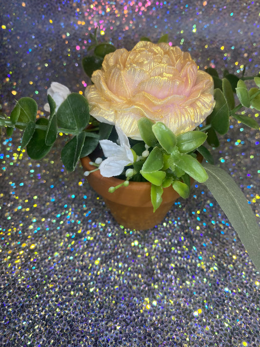 Shimmering Soap Flower Bouquet in Mini Pot